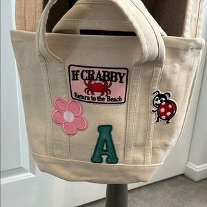 NWT Custom Harper Canvas Tote with Fun Patches 🥰